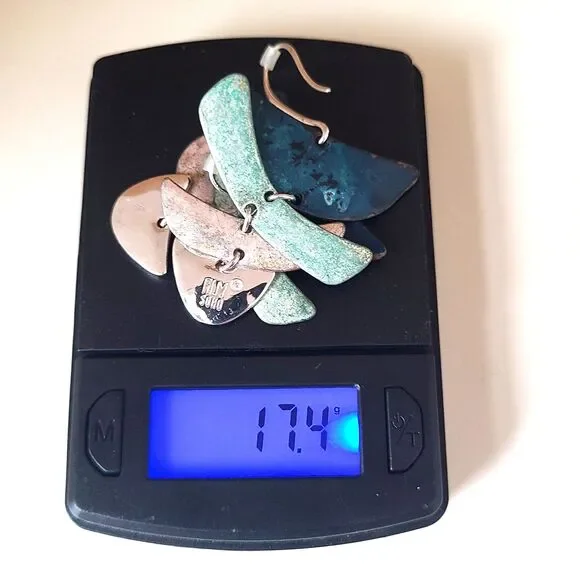 Robert Lee Morris Soho Earrings Chandelier Fishtail Dangle Silver Metal Cobalt - Picture 5 of 6